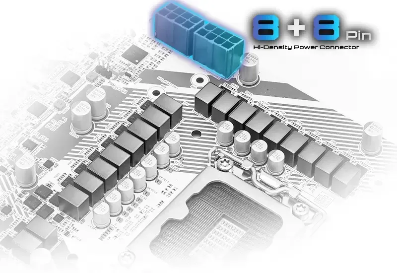 Hi-Density power connectors and copper layers on the ASRock Z890 Pro RS