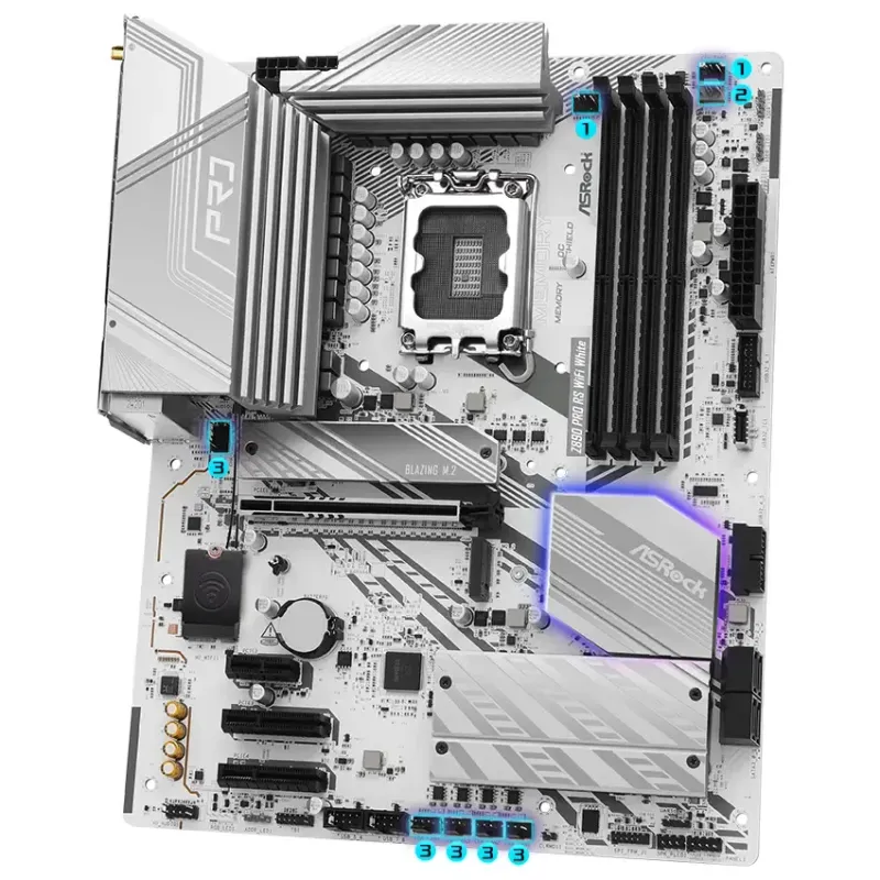 PWM and DC fan headers on the ASRock Z890 Pro RS motherboard