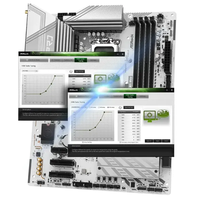 Thermistor header and fan tuning area on the ASRock Z890 Pro RS