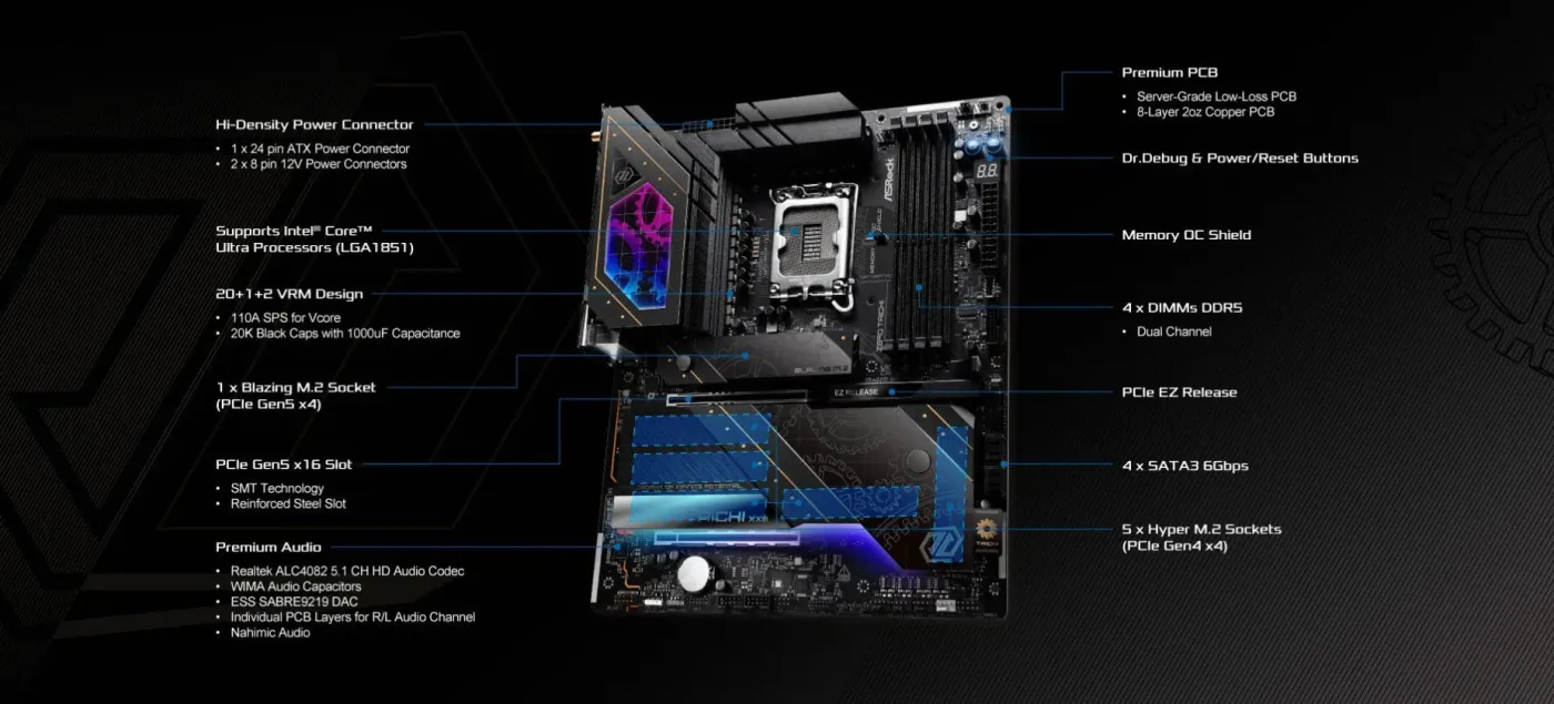 Detailed view of the ASRock Z890 Taichi board layout and DIMM slot area