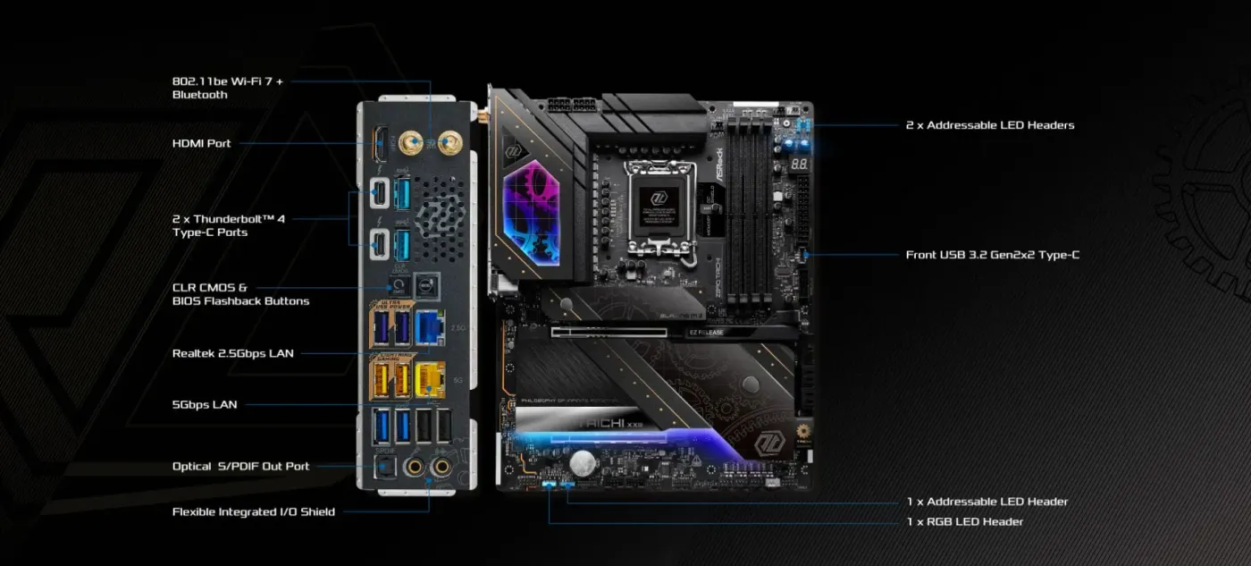 Third detailed view of the ASRock Z890 Taichi highlighting the VRM and power stage area
