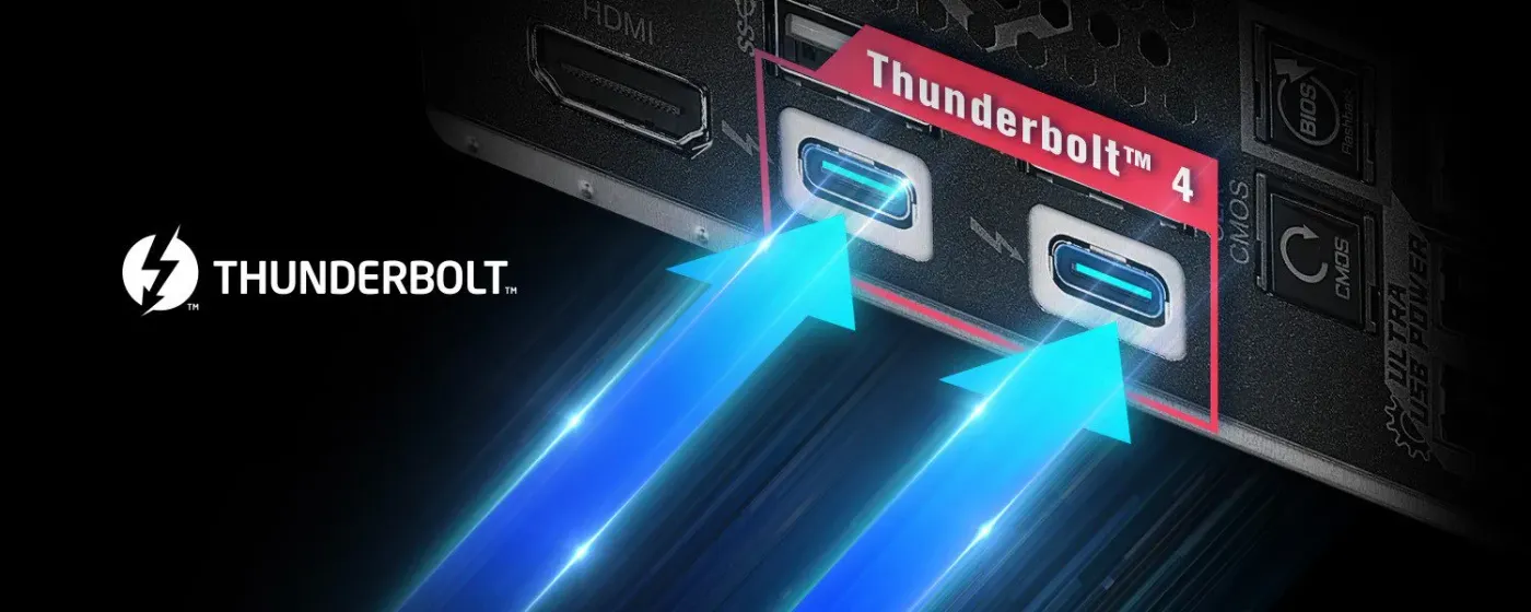 Thunderbolt connectivity detail on the ASRock Z890 Taichi rear panel