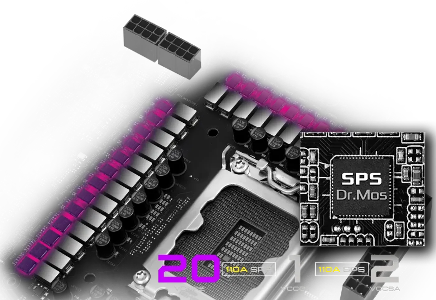 Diagram of the VRM power phase design used on the ASRock Z890 Taichi