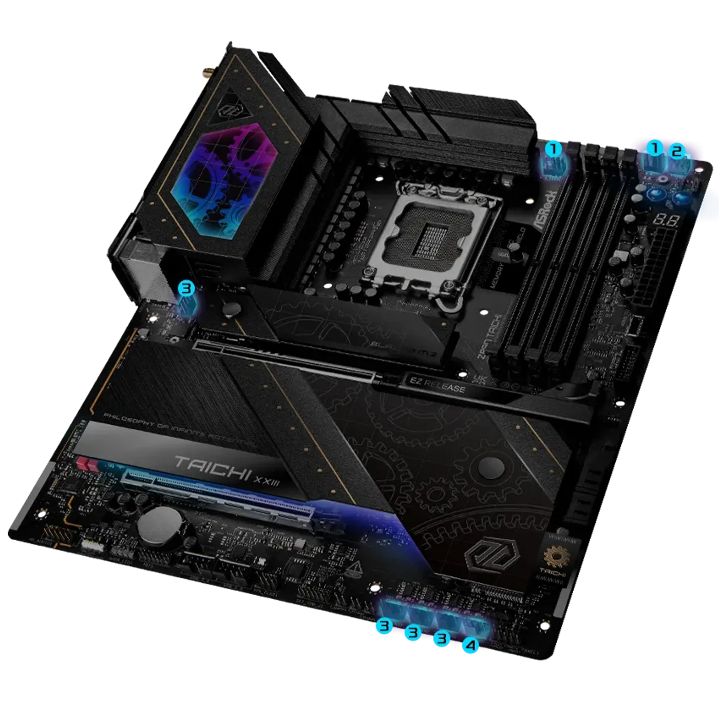 Diagram showing PWM and DC fan header support on the ASRock Z890 Taichi