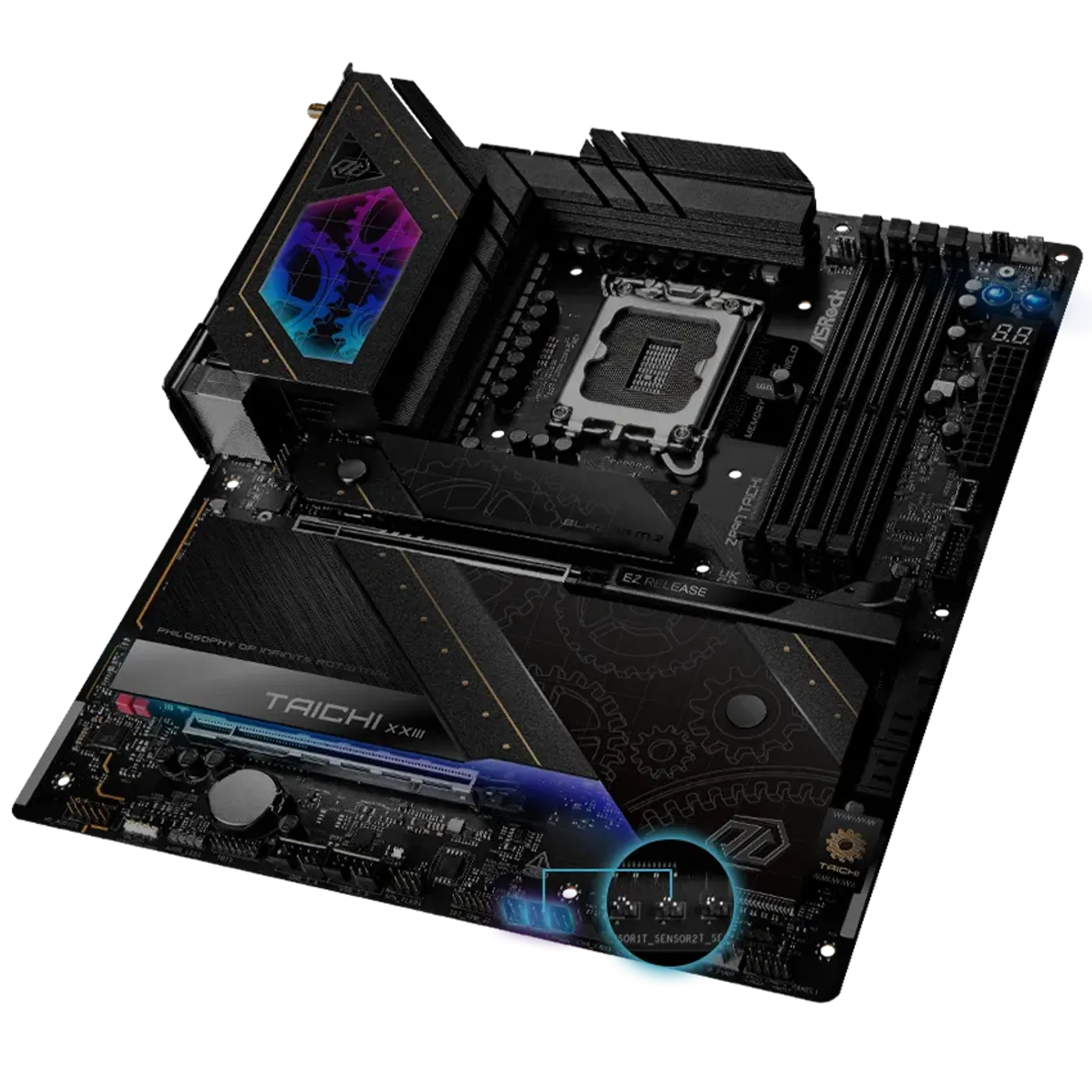 Thermistor header connection point on the ASRock Z890 Taichi