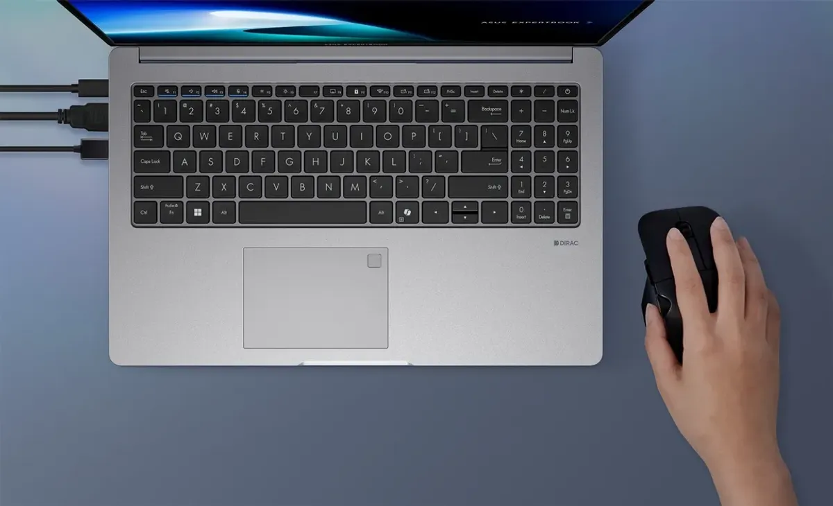 ASUS ExpertBook P1 with strategically placed ports for an uncluttered workspace