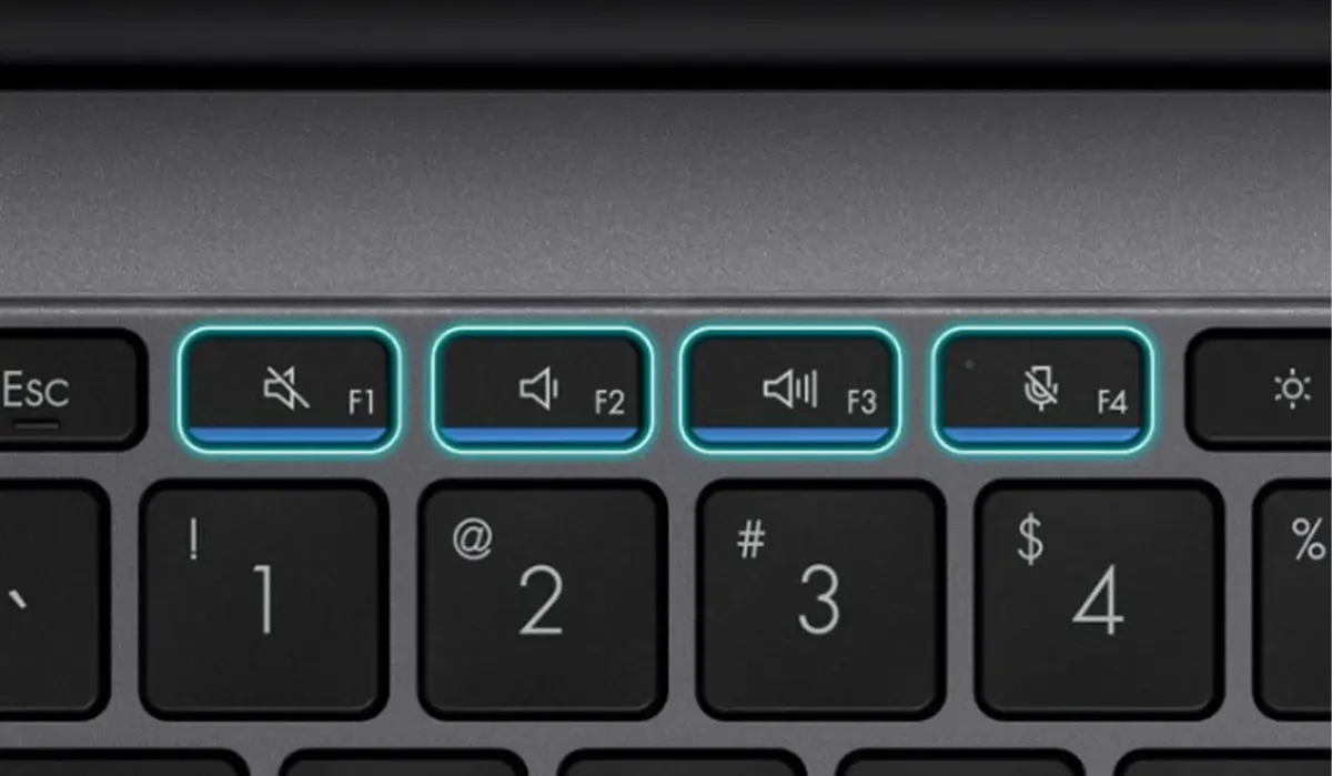 ExpertBook P1 keyboard featuring dedicated shortcut keys for optimized online meeting control