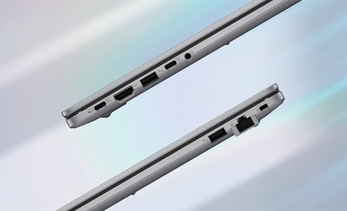 ASUS ExpertBook P1 showing comprehensive I/O port connectivity