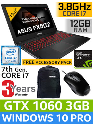 ASUS FX502VM Core i7 GTX 1060 Gaming Laptop With 12GB RAM Free Shipping