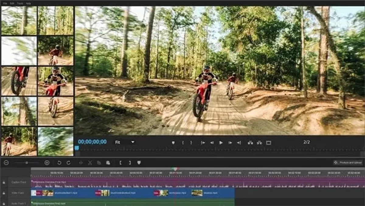 Laptop display showing Adobe Premiere Pro 8K multi-layer video editing interface