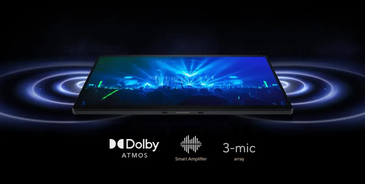 A ProArt PZ13 product photo in tablet mode with music concert picture as in-screen.