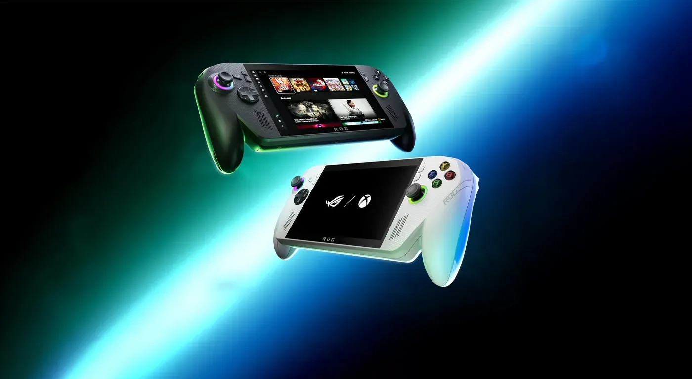 ASUS ROG Ally handheld gaming console showing the 7-inch vibrant Full HD display