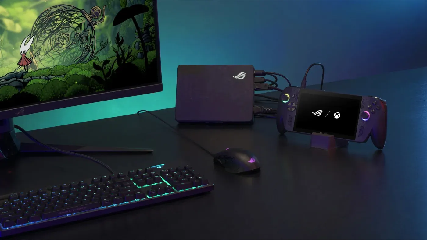ROG Ally X connected to XG Mobile for high-end NVIDIA RTX 5090 desktop graphics