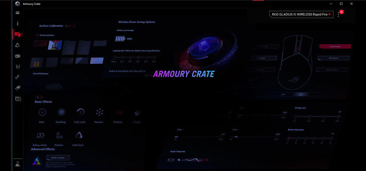Asus ROG Gladius III Wireless Gaming Mouse Customization Mobile View