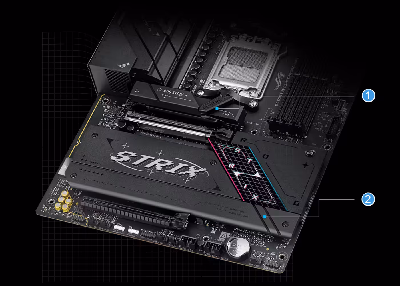 Strix B850-F M.2 heatsinks and backplate layout