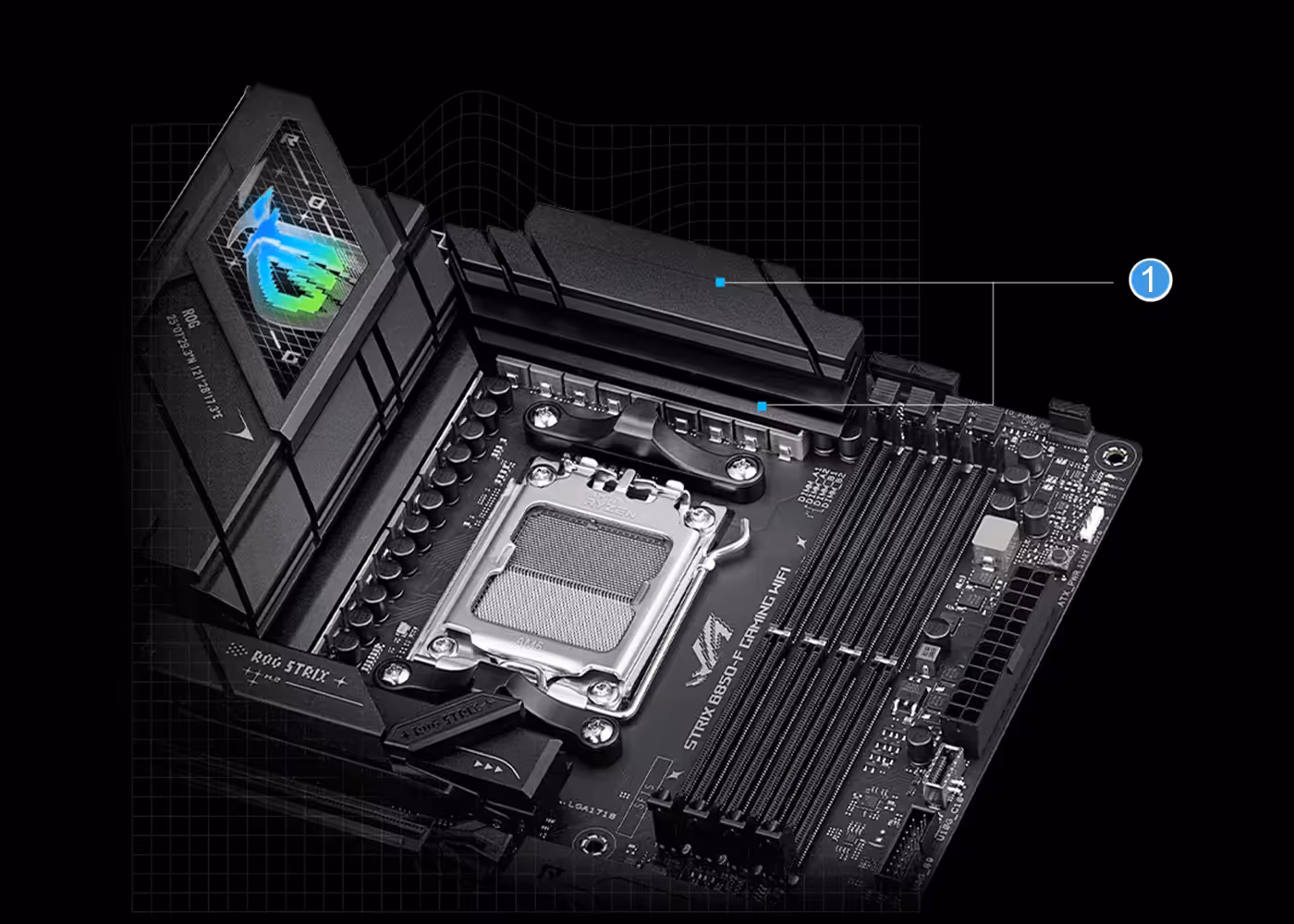 Strix B850-F VRM cooling design layout