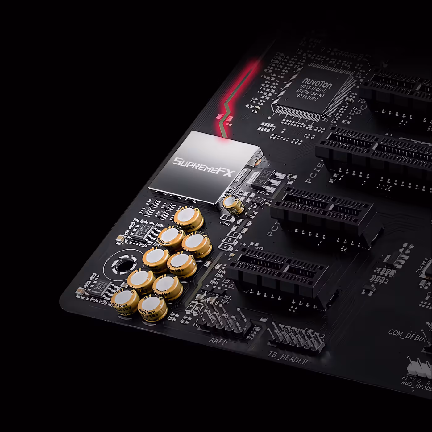 Audio-line shielding system blocking motherboard electromagnetic interference