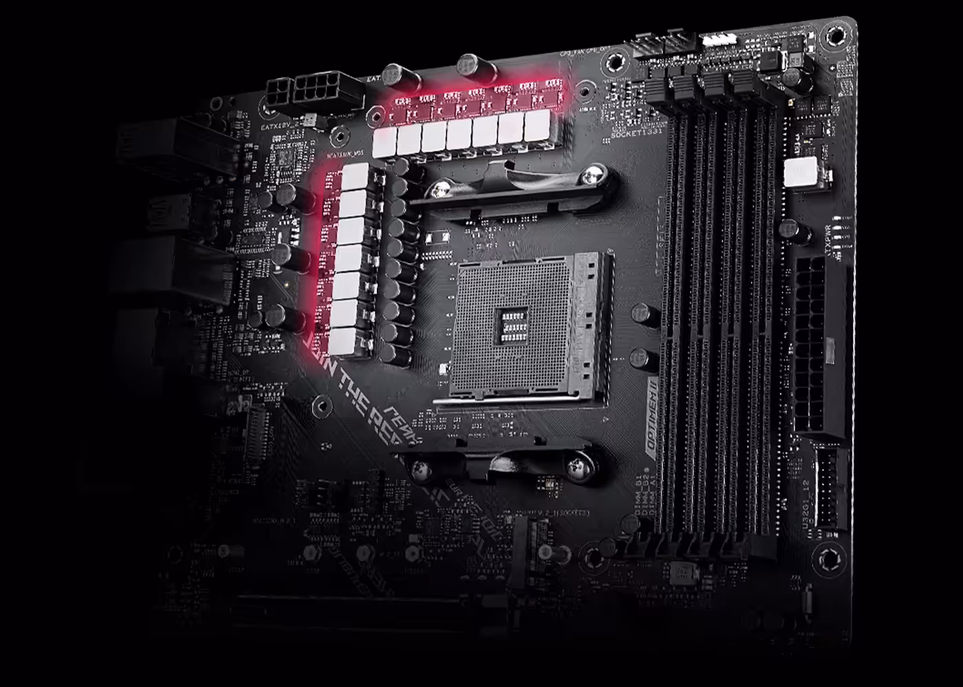 ROG Strix B550-F Gaming WiFi II CPU area highlighting teamed power stages