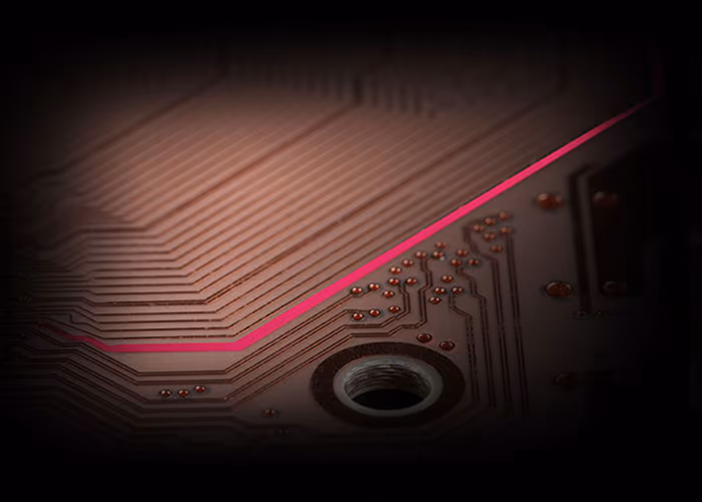 Close-up view of the ROG Strix B550-F Gaming WiFi II motherboard featuring OptiMem II technology