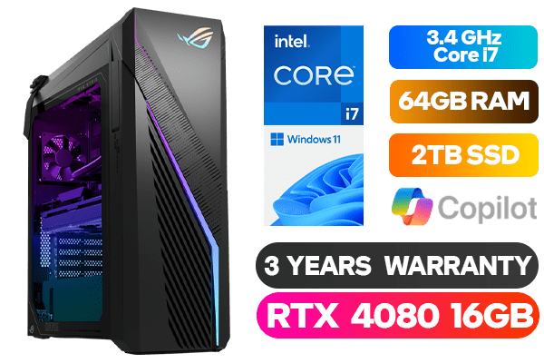 ASUS ROG Strix G16CH Gaming Desktop PC - Intel i7, RTX 4080, 64GB