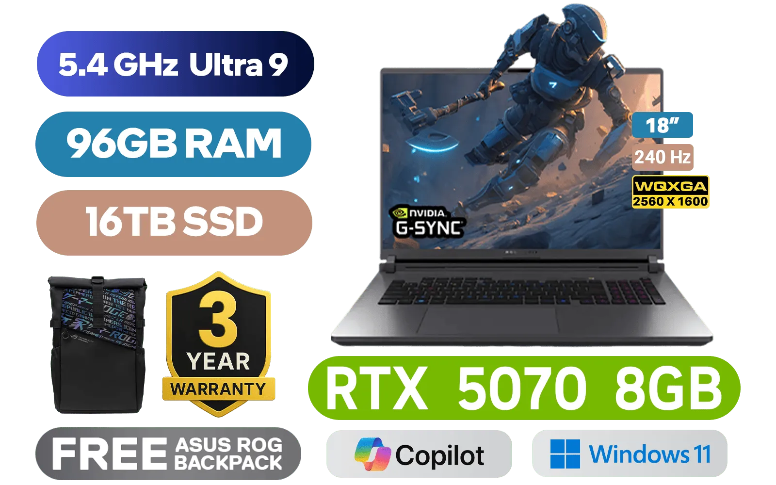 ASUS ROG STRIX G18 G815LP Ultra 9 RTX 5070 | ASUS ROG STRIX G18 96GB ...