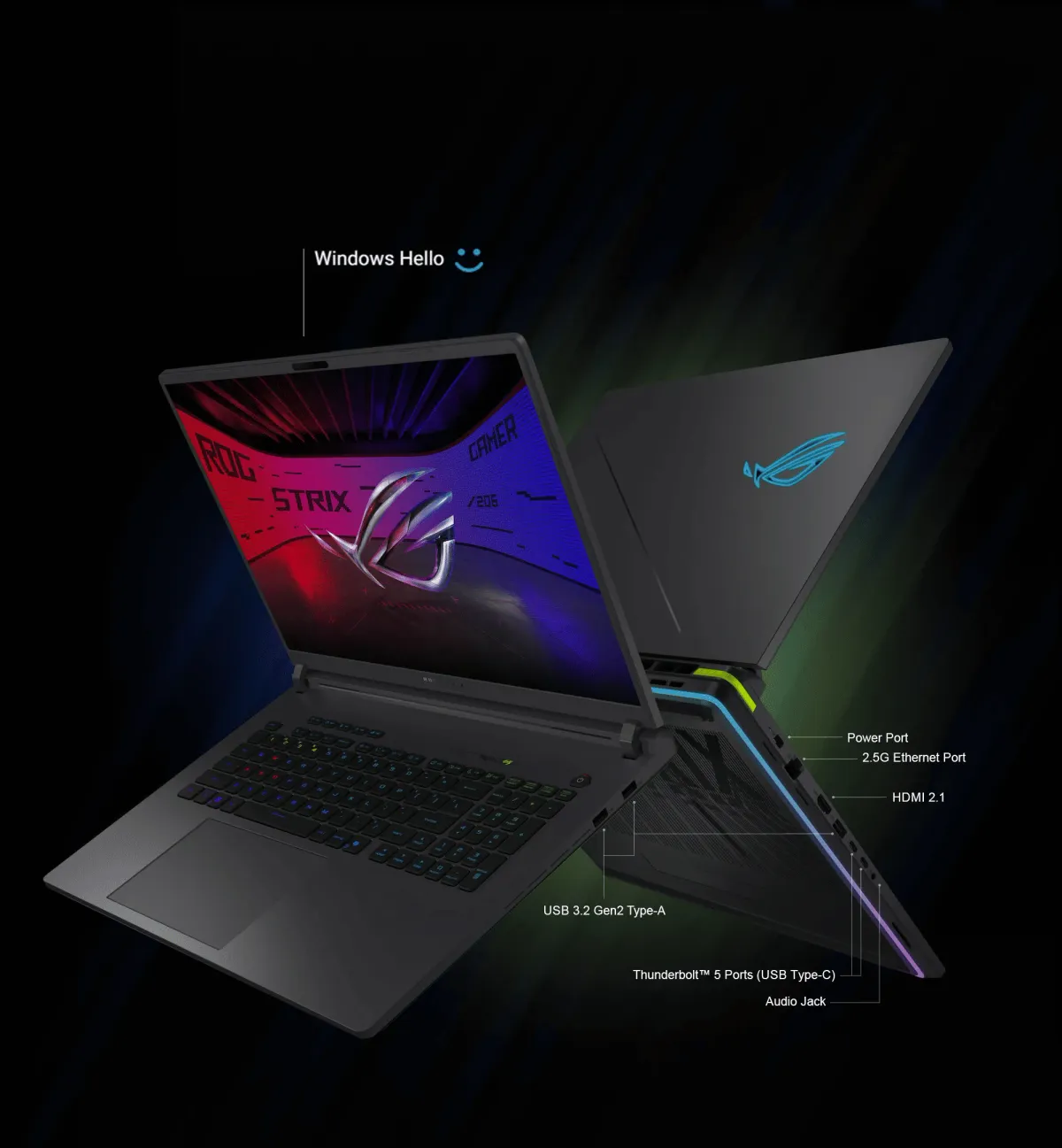 High-speed connectivity features including Wi-Fi 7 and Thunderbolt 5 ports