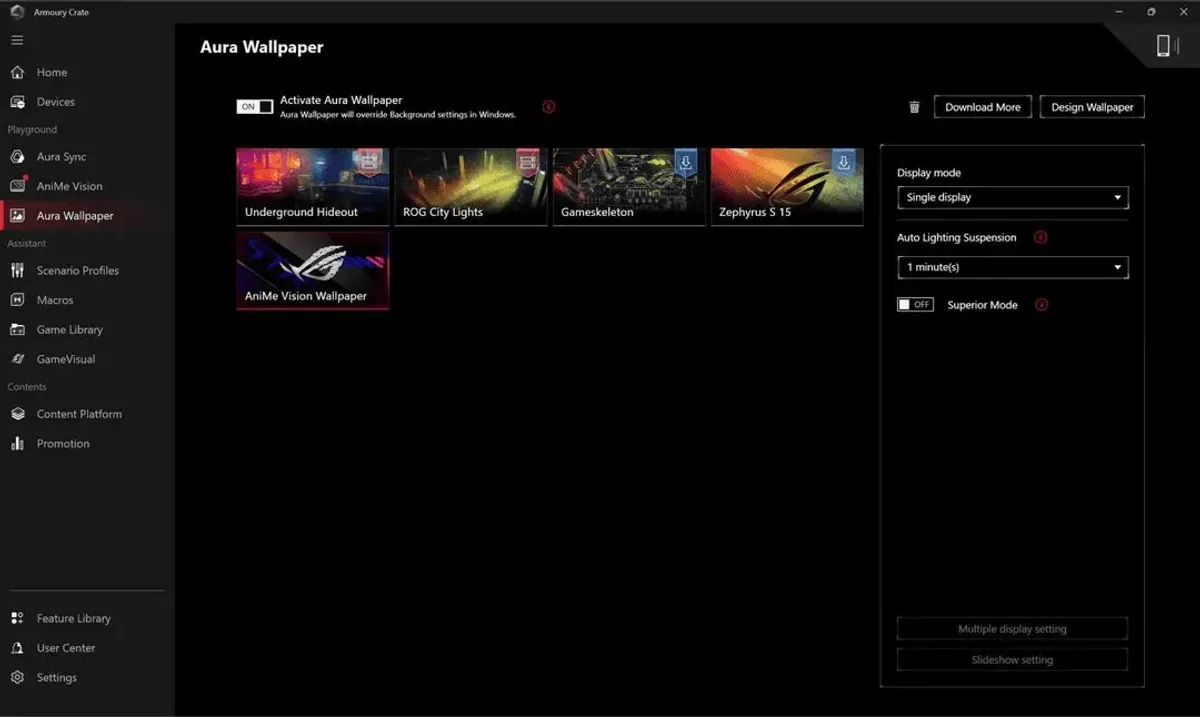Animated ROG-themed desktop wallpaper synchronized with laptop RGB lighting