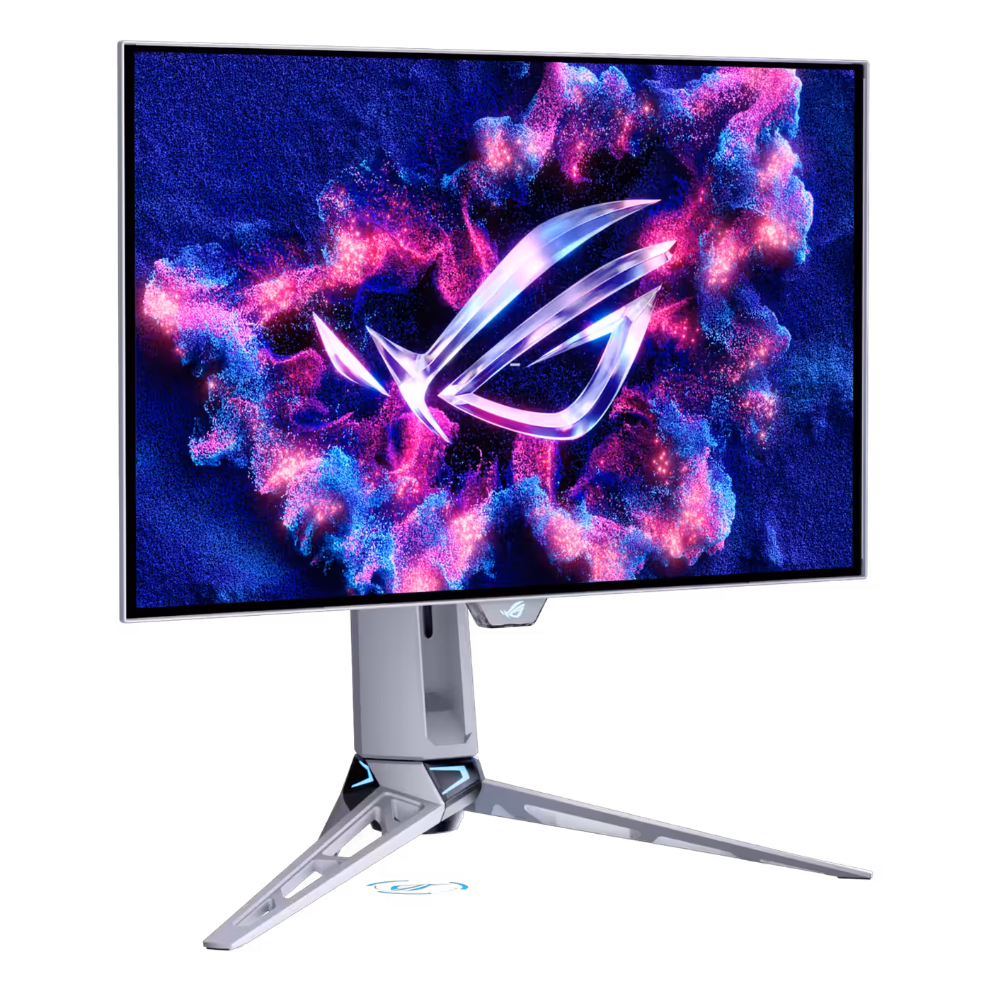 ASUS ROG Swift OLED PG27AQWP-W three-quarter view from the left