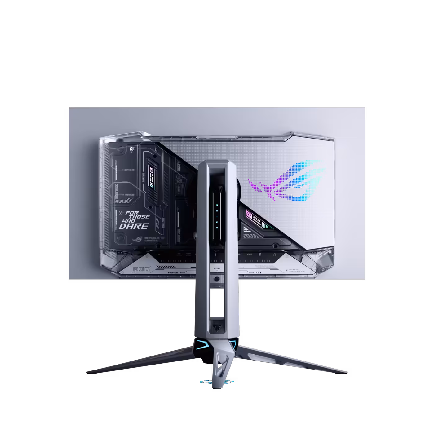 ASUS ROG Swift OLED PG27AQWP-W rear three-quarter view