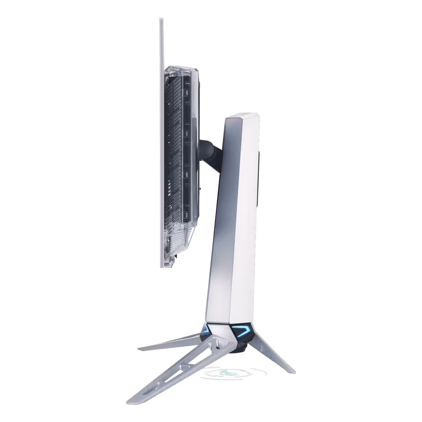 ASUS ROG Swift OLED PG27AQWP-W side profile on its stand