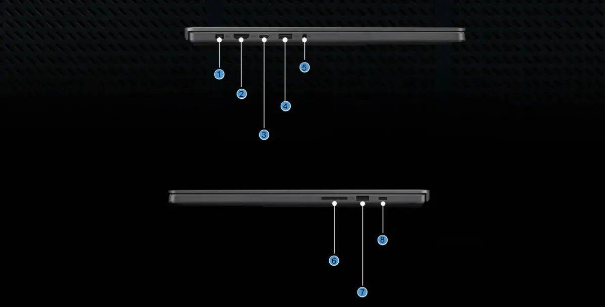Side profile of the thin and light Zephyrus G16 laptop chassis