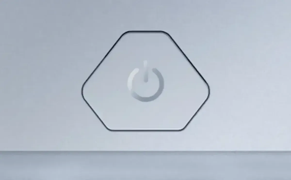 Close-up of the redesigned keyboard and premium glass power key