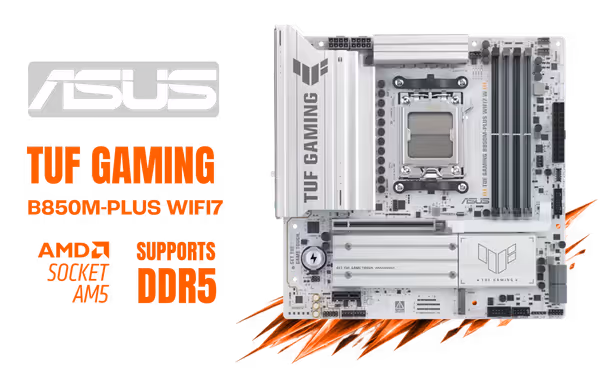ASUS TUF B850M-PLUS WIFI7 AM5 Micro-ATX DDR5 Motherboard - image 1 ASUS TUF B850M-PLUS WIFI7 AM5 Micro-ATX DDR5 Motherboard - image 1