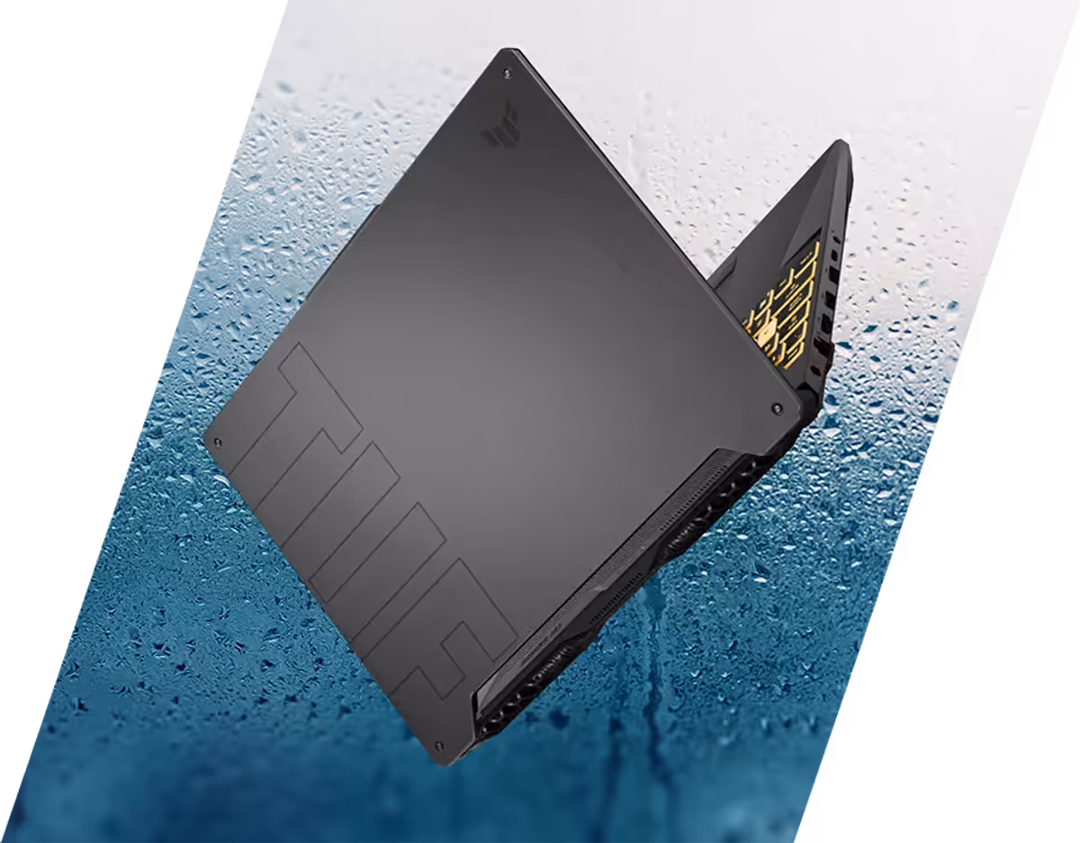 TUF Gaming laptop undergoing humidity testing to ensure operation in up to 95 percent humidity