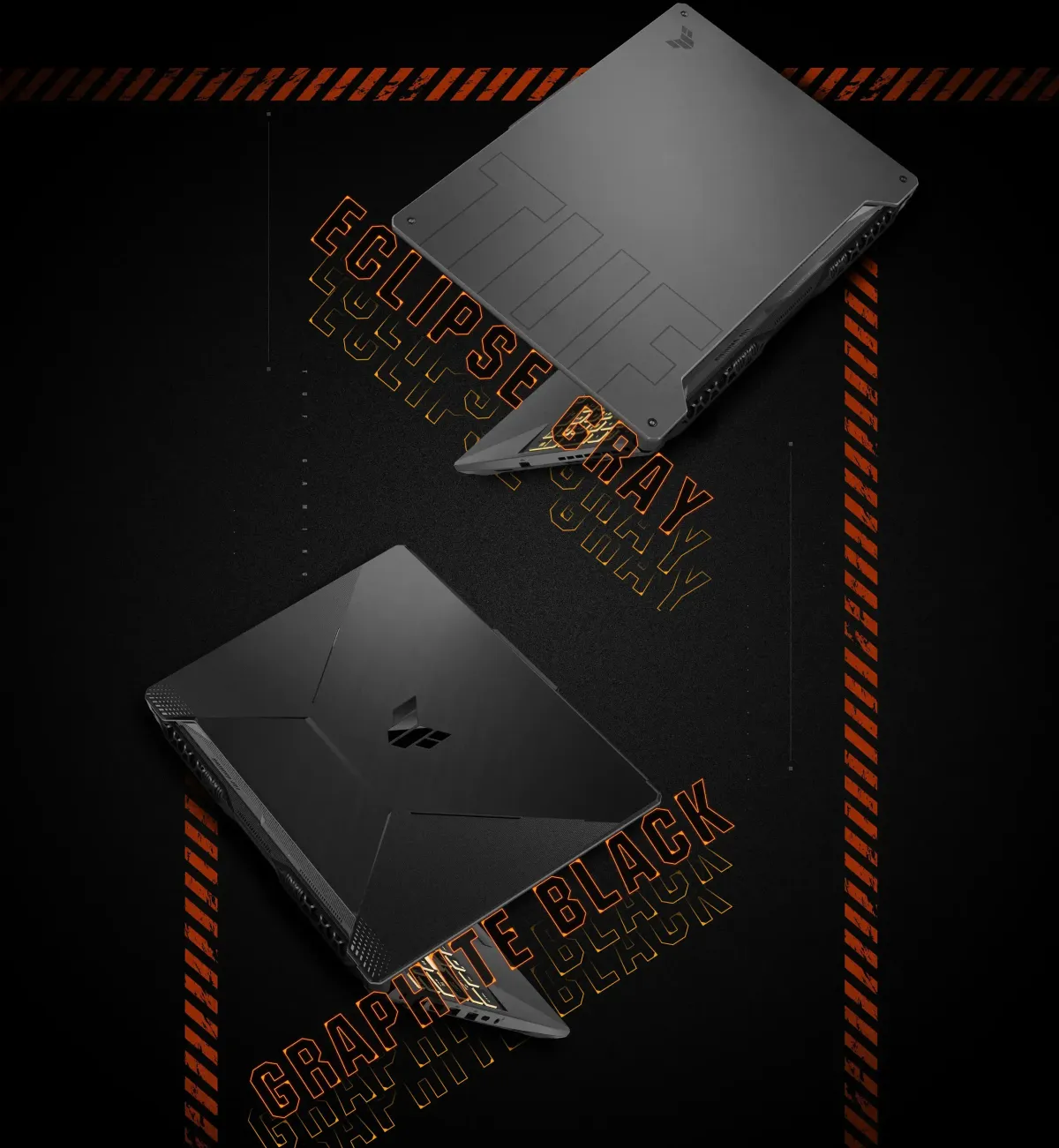 TUF Gaming A15 laptop in Graphite Black with textured honeycomb chassis design