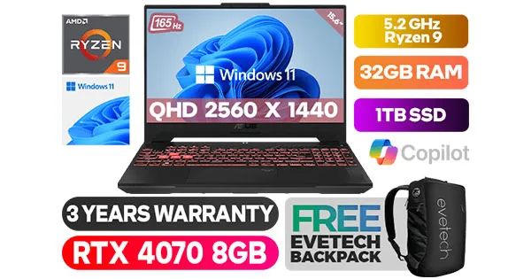 ASUS TUF Gaming A15 Ryzen 9 RTX 4070 Laptop - High Performance