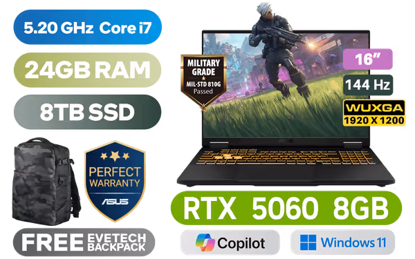 ASUS TUF Gaming F16 24GB/8TB RTX 5060 - image 1 ASUS TUF Gaming F16 24GB/8TB RTX 5060 - image 1