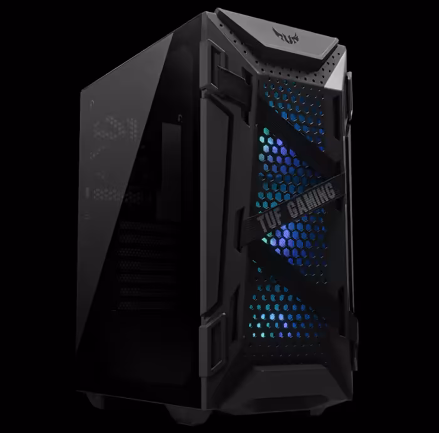 ASUS TUF Gaming GT301 desktop case with glass side panel and RGB fans