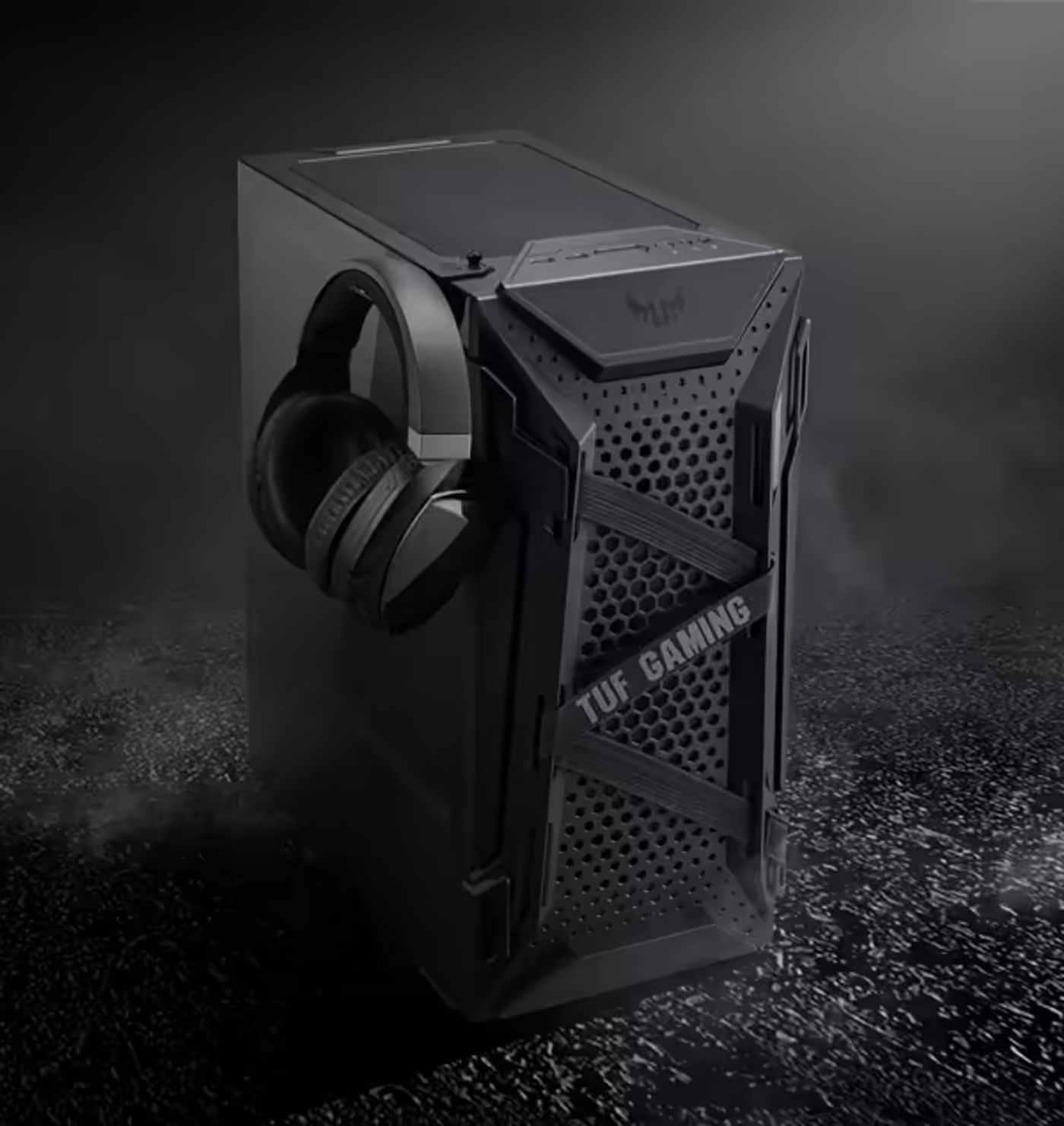 ASUS TUF Gaming GT301 displaying customizable Aura Sync RGB lighting effects