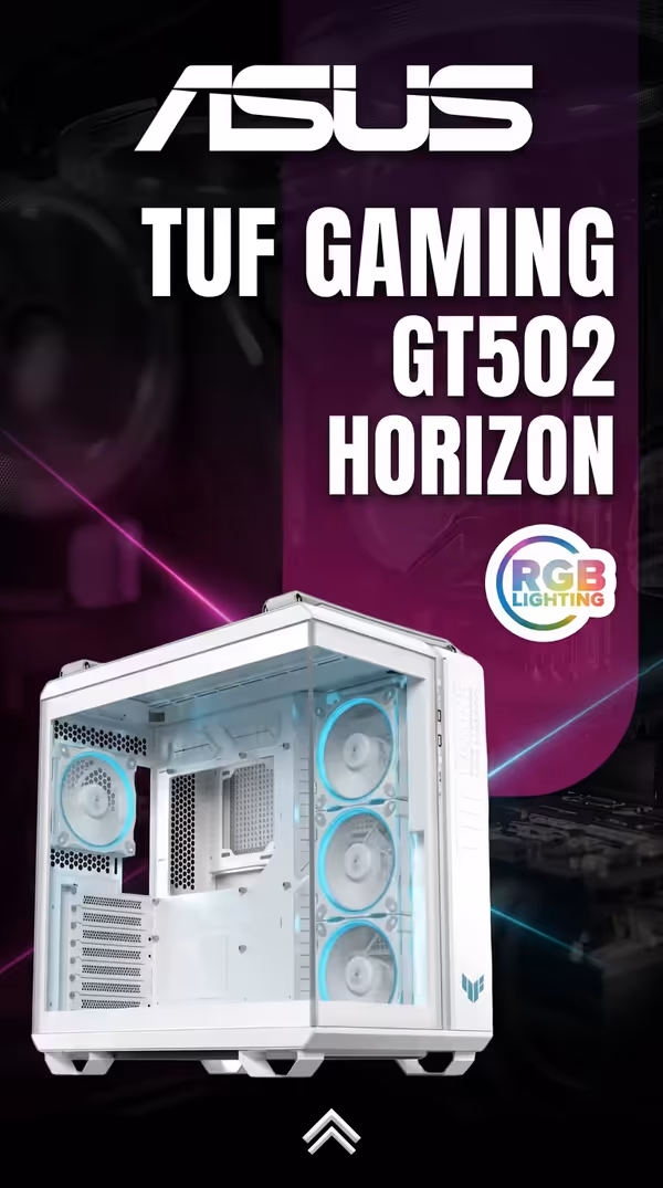[OPEN BOX] ASUS TUF Gaming GT502 Horizon White ATX Mid-Tower PC Case (Boundless Panoramic Design, Dual-Chamber, Independent CPU and GPU Cooling Zones, Tool-Free Side Panels, USB 10 Gbps Type-C Front Panel)