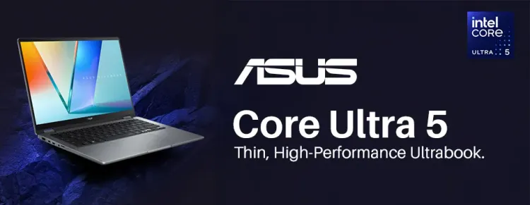 Asus Core Ultra 5 laptop — thin, lightweight ultrabook with long battery life and high performance 💻🔋