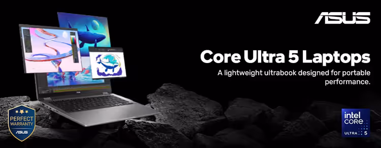 Asus Core Ultra 5 laptop — thin, lightweight ultrabook with long battery life and high performance 💻🔋