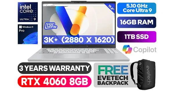ASUS Vivobook Pro 15 OLED - Ultra 9 RTX 4060 Laptop | Evetech