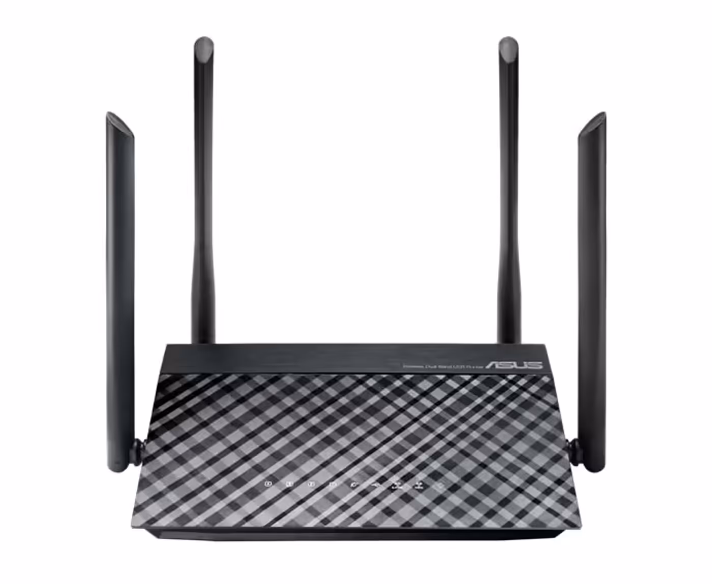 Asus RT-AC1200 dual-band router with its four high-gain antennas raised
