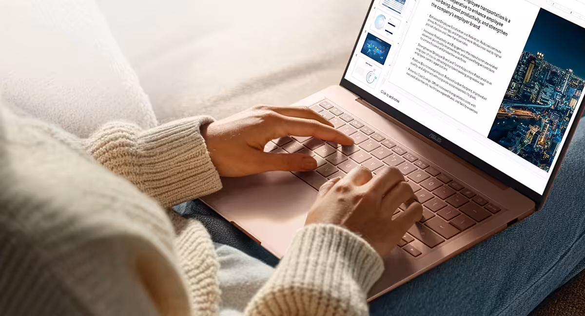 ASUS Zenbook 14 touchpad demonstrating smart gesture controls