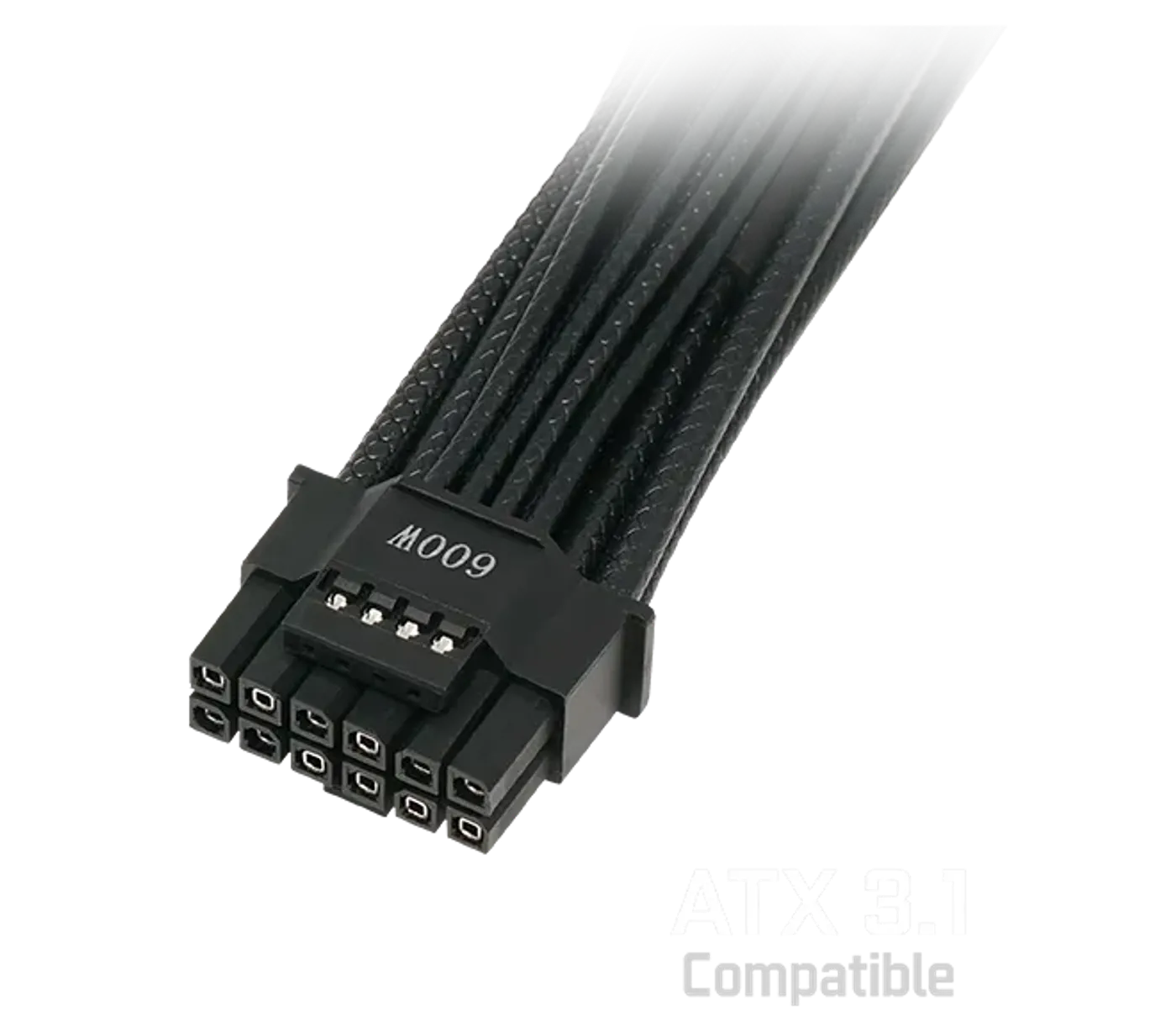 PCIe 5.1 600W power cable with ATX 3.1 compatible logo