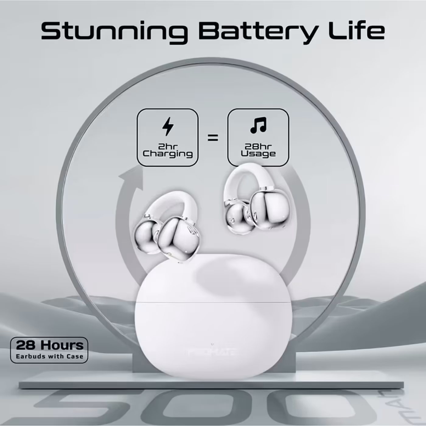 Promate AudioFit earbuds resting in their charging case