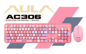 aula-ac306-wireless-keyboard-and-mouse-combo-pink - Image 1