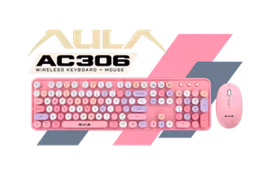 aula-ac306-wireless-keyboard-and-mouse-combo-pink - Image 1