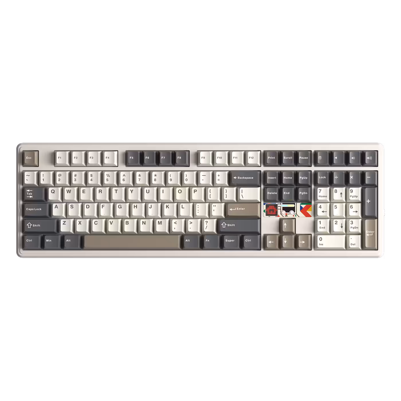 AULA F108 PRO V2 keyboard in black, grey and white